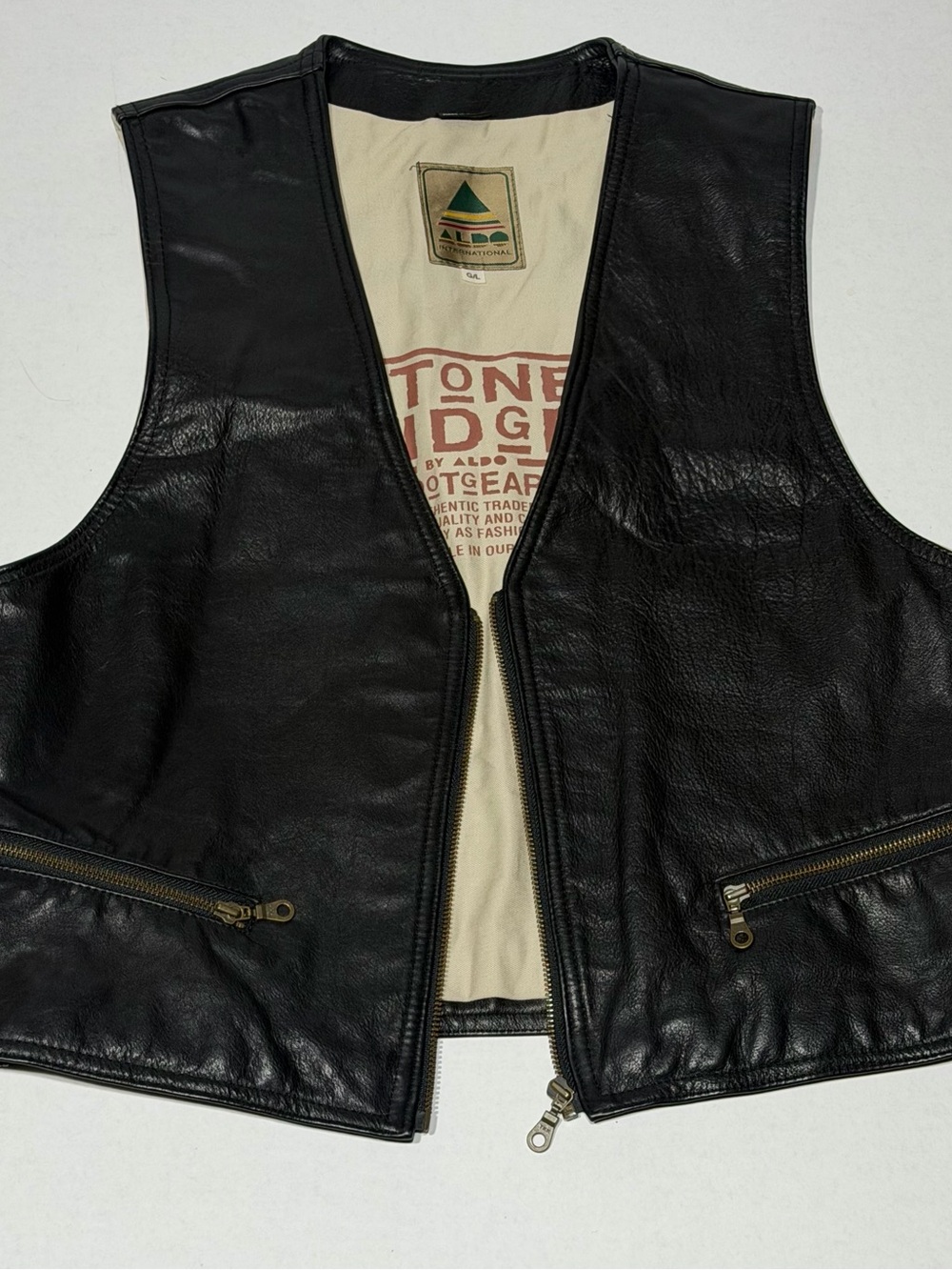 Vintage Heavyweight Genuine Leather Motorcycle Biker Vest Black Made in Canada